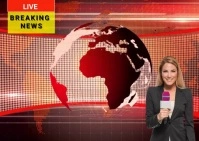 Breaking News Live Youtube Thumbnail,reaking Postcard template