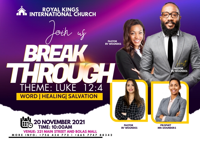 breakout church flyer Briefkaart template