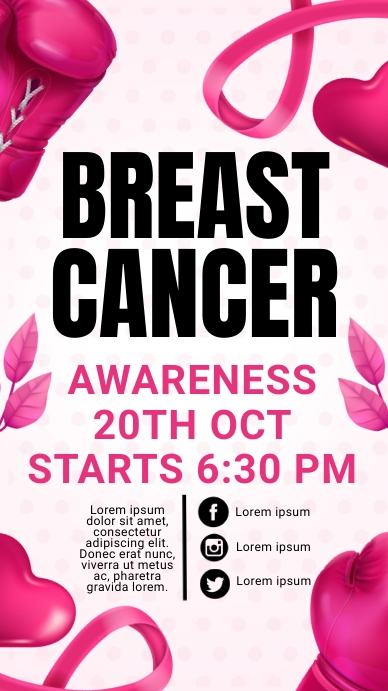 breast cancer, pink ribbon day Instagram Story template