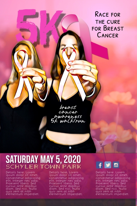 Breast Cancer 5k Run Walk Flyer Template | PosterMyWall