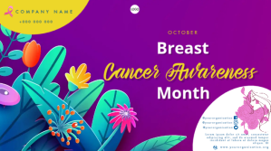 Fioletowy Breast Cancer Awareness Digital Display Template