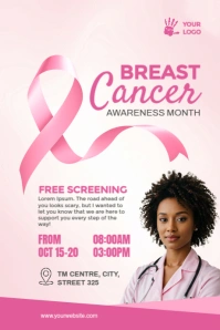 Breast Cancer awareness event poster design template Illustration Tumblr