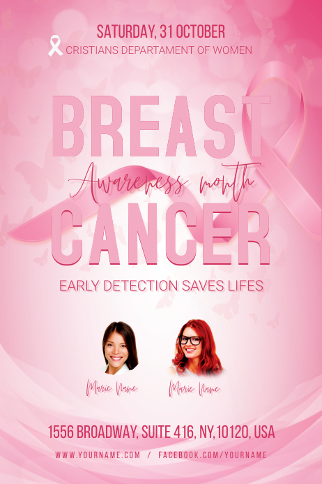 Breast Cancer Awareness Flyer Transparent 4 stopy × 6 stóp template