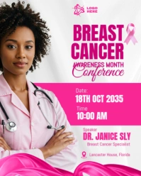 Breast Cancer Awareness Month conference | Pink october Flyer Design Instagram Portrait template