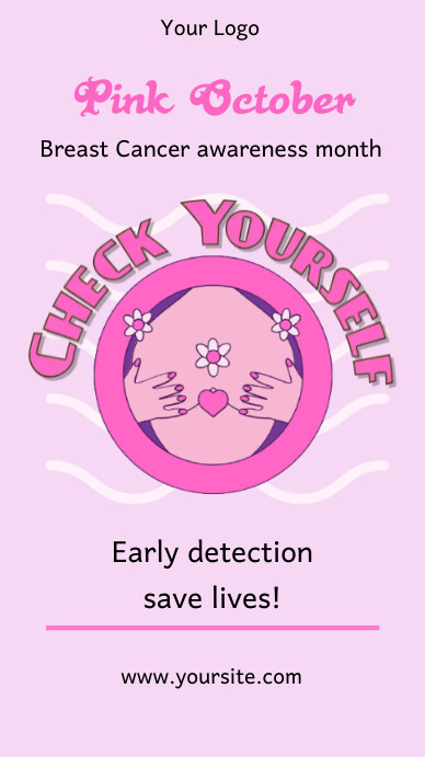 Breast Cancer awareness month Digitalt display (9:16) template