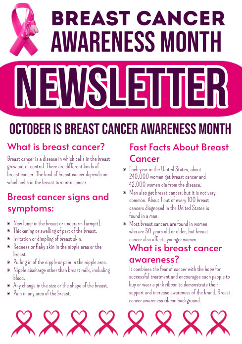 Cancer Newsletter Design Copy of breast cancer awareness newsletter | PosterMyWall