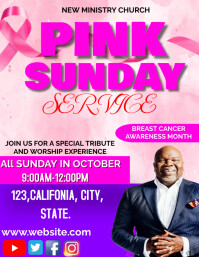 Breast cancer awareness Sunday service Flyer (US Letter) template