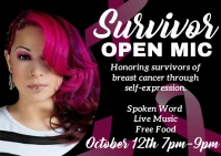 Breast Cancer awareness survivor open mic Postal template