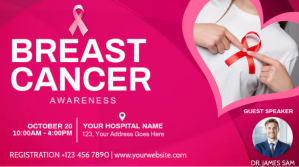 Różowy Breast Cancer Awareness Ekran reklamowy Template
