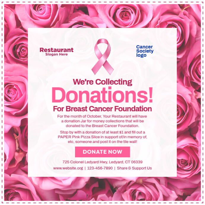 Caner Post Breast Cancer Donation Jar Post Template | PosterMyWall