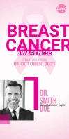 Breast Cancer Event Roll Up Banner Cartel enrollable de 3 × 6 pulg. template