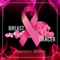 Black Breast Cancer Awareness Square Template