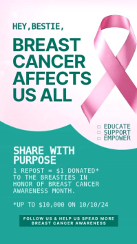 Turquoise Breast Cancer Awareness Campaign Instagram-verhaal Template