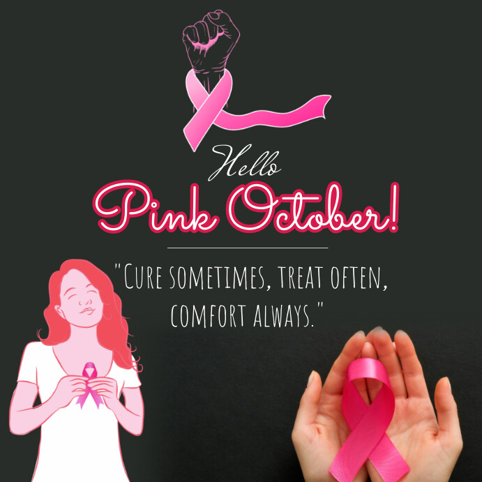 Hello Cancer Plantilla de breast cancer month,hello october | PosterMyWall