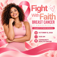 White Breast Cancer Awareness Instagram Plasing Template