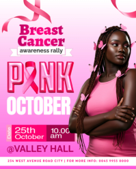 Breast cancer pink october breast cancer awareness month event invitation promotion flyer template Instagram Portrait