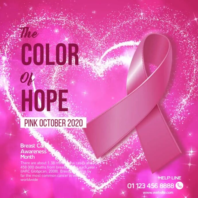 Pink October Text Copy of Breast Cancer Pink October Square Video | PosterMyWall