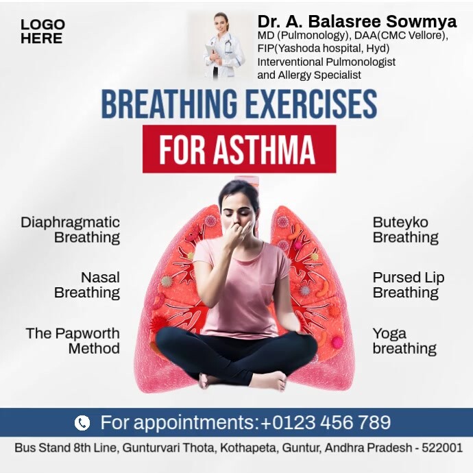 Breathing Exercise For Asthma Instagram Post template
