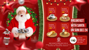 红色 Breakfast with Santa Event Digitalt display Template