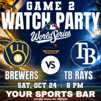 Пурпурный Baseball Watch Party Instagram Post Template
