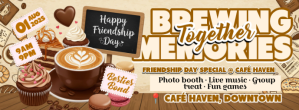Brewing Memories: Friendship Day at Café Haven Fotografia de capa do Facebook template