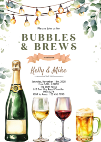 Brews and Bubbly Shower Invitation A6 template