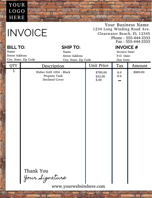 Brick Invoice Template 传单(美国信函)