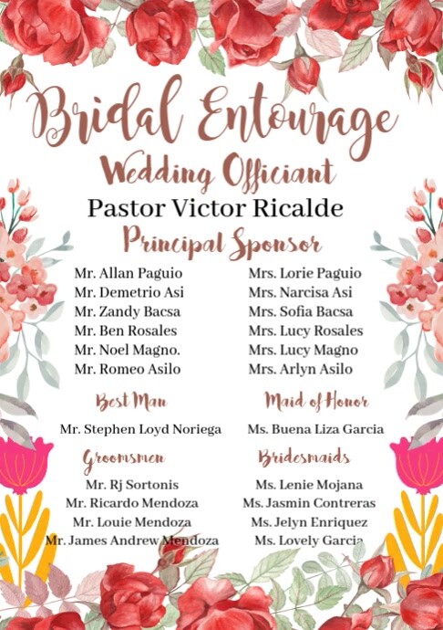 Bridal Entourage Program Template | PosterMyWall