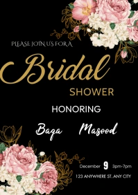 Bridal shower black and golden color theme A2 template