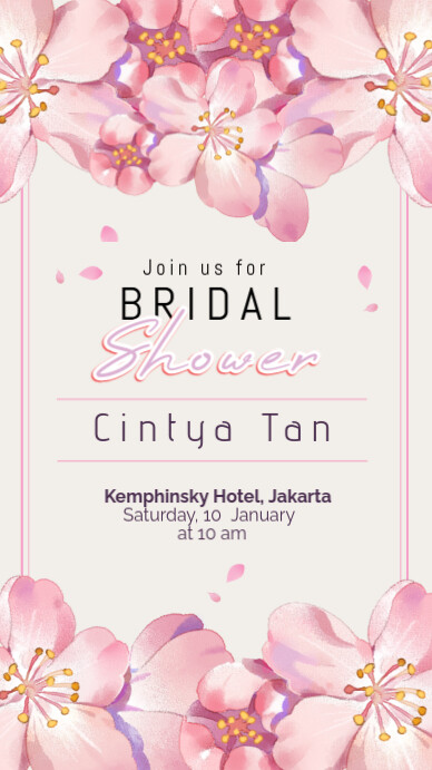 Bridal Shower Card A5 Instagram na Kuwento template