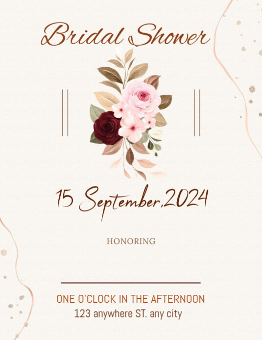 Bridal shower flyer design 2024 Folheto (US Letter) template