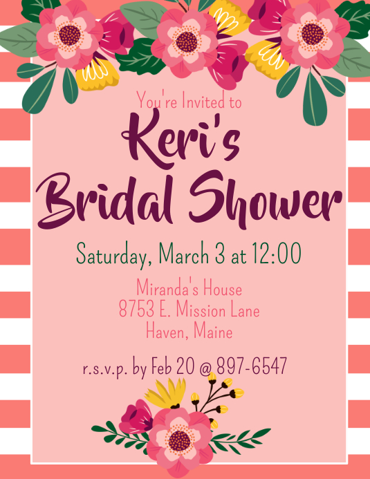 Bridal Shower Flyer (format US Letter) template