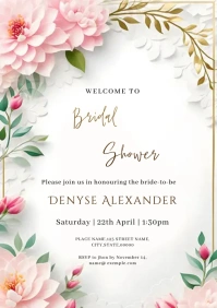 Bridal shower invitation card floral (1) A5 template