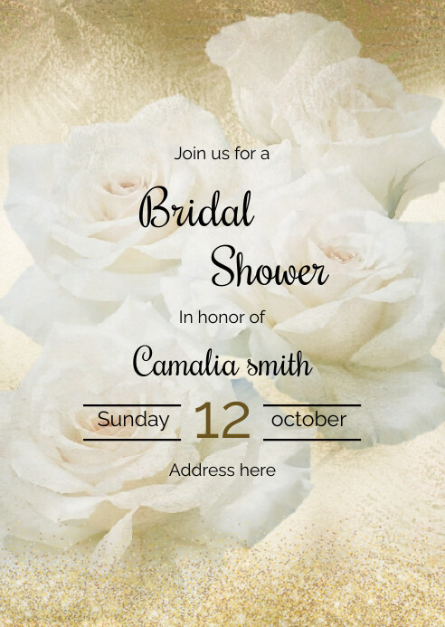 Bridal shower invitation card floral (3) A6 template