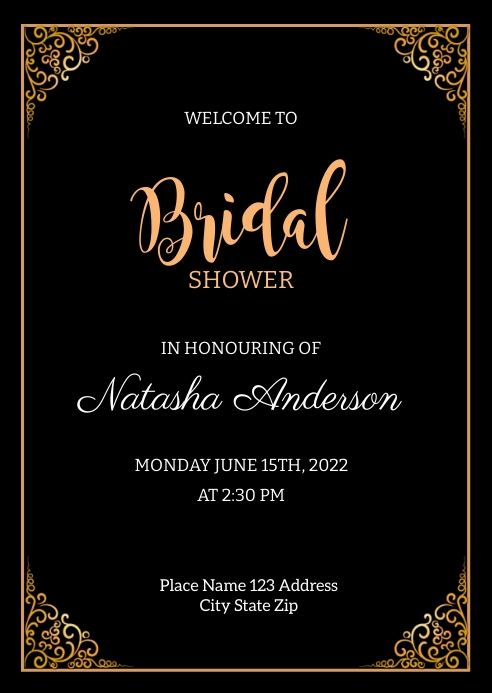 Bridal shower invitation A6 template