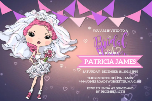 紫色 Bridal Shower Invitation Etiket Template