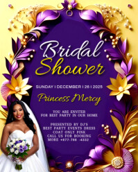 Purple Bridal Shower Invitation Instagram Portrait Template