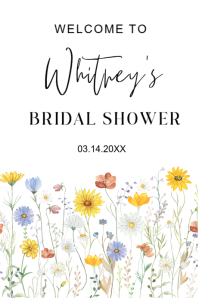 Bridal Shower Wildflower Welcome Sign Poster template