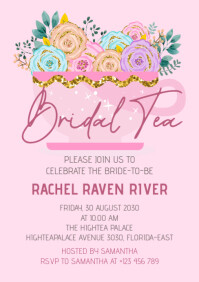 Bridal tea party for bride to be invite A5 template