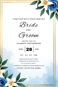 Bride and groom card Poster template