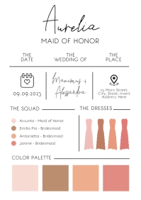 bridesmaid info card infographic bridesmaid m A4 template