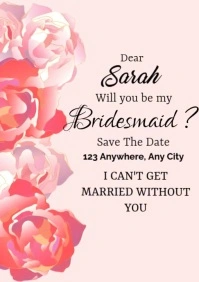 Bridesmaid Invitation Template, Bridesmaid Annoucement A4