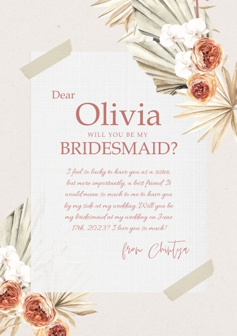 Bridesmaid Invitation Template PosterMyWall