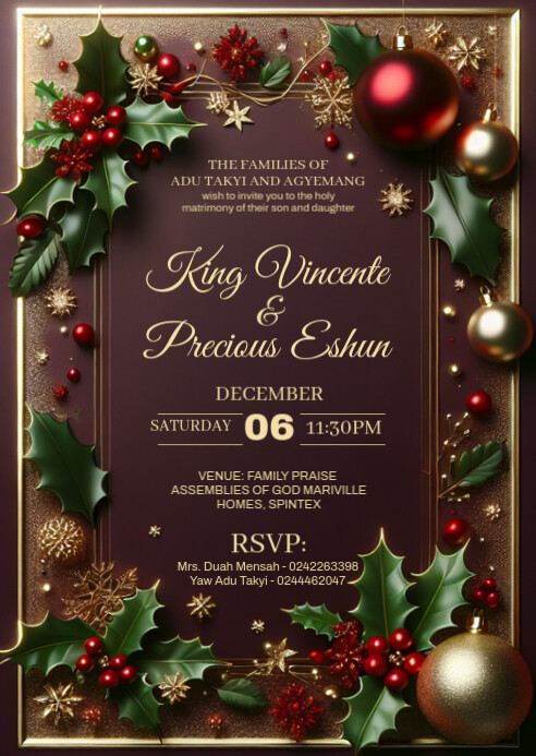 Bright & Merry Wedding Invitation A6 template
