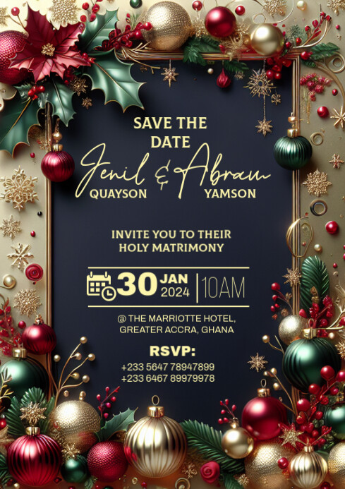Bright & Merry Wedding Invitation A4 template