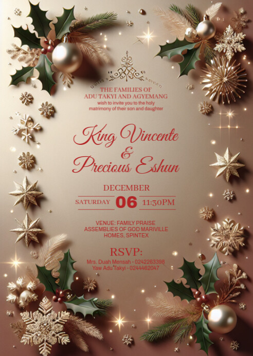 Bright & Merry Wedding Invitation A6 template