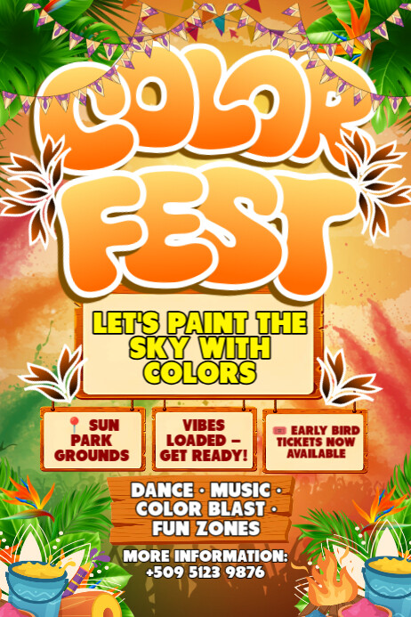 Bright Beats Bash Poster template