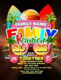 Bright Bonds: 2025 Family Reunion Bash Folheto (US Letter) template