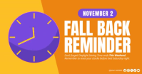 Bright Geometric Typographic Clock Fall Back Daylight Saving Reminder Post Facebook Shared Image template