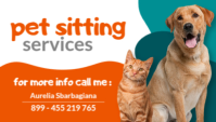 Bright Pet Sitting Services – Cute Cat & Dog Design for Pet Care Business Card template
